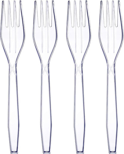 50 Medium-Weight Disposable Plastic Forks - Clear