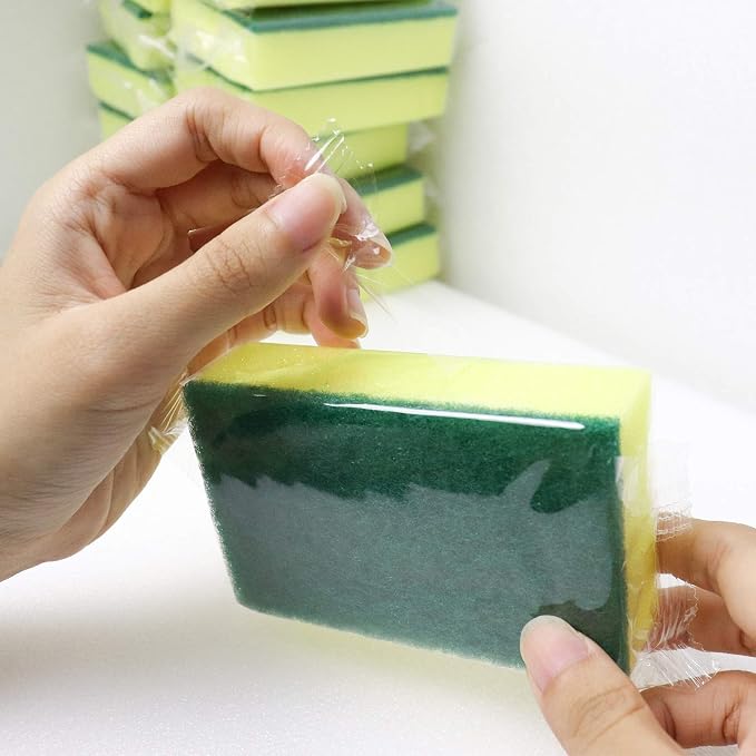 23 Pack Sponge Individually Wrapped, Non Scratch Scrouing Sponges for Household Cleaning, Dishes, Kitchen, Apartment, Car, Bike