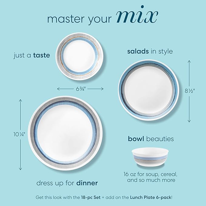 Corelle Chip Resistant Dinnerware Set, 6-Piece, Elemental Dawn