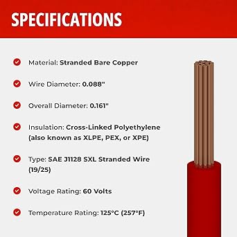 12 AWG Gauge SXL Automotive Stranded Hook Up Wire, 100 ft Length, Violet, 0.161" Diameter, 60 Volts