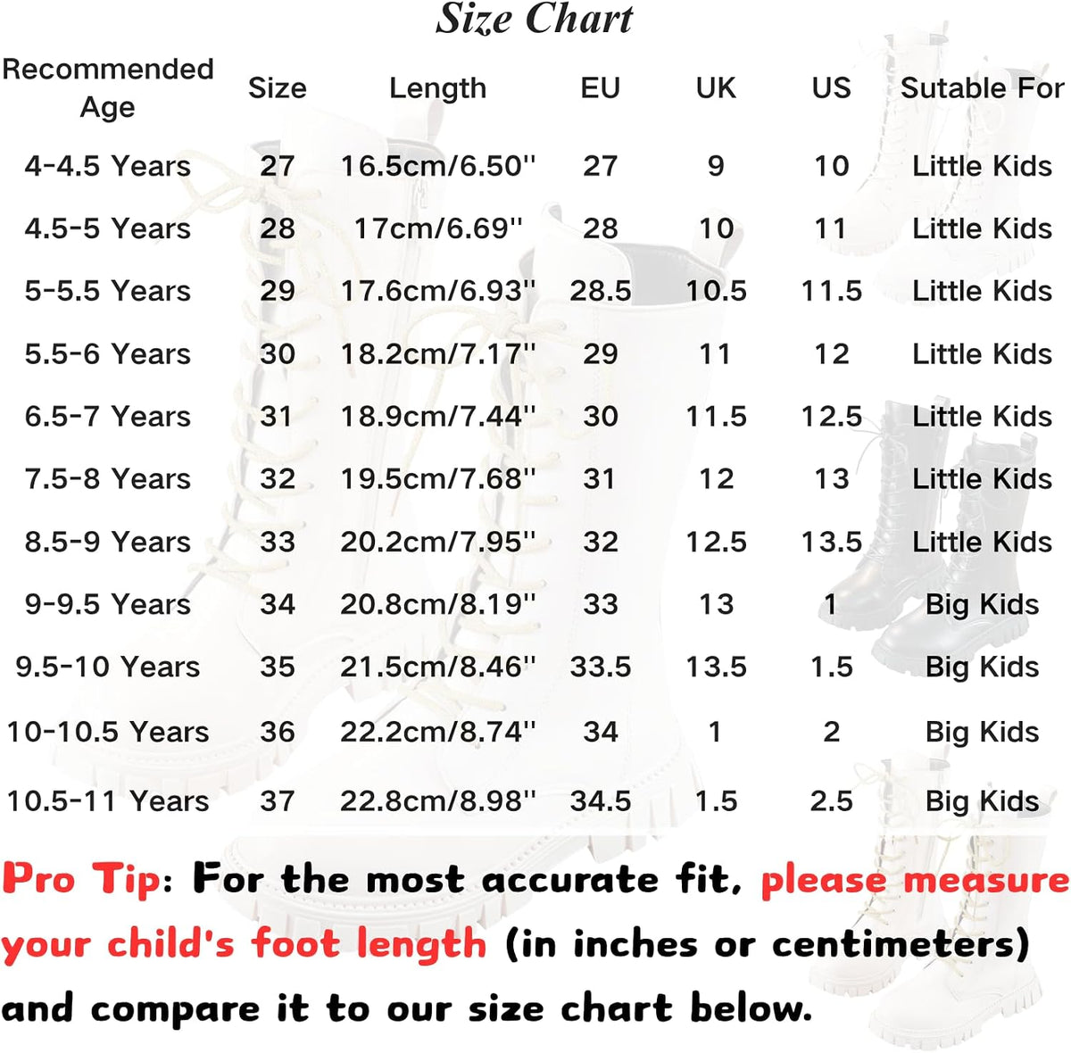 Girls Boots Knee High Zip Up Lace Up Outdoor Booties Winter Fashion Long Leather Boot for Little Kid Big Kid