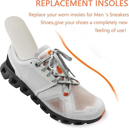 Shoe Insoles for On Cloud Men's Shoes Replacement, Comfort PVC Inner Sole Footwear Inserts for Light-Weight and Cushion Shock Absorbing (Black,US Men9.5-EU43)