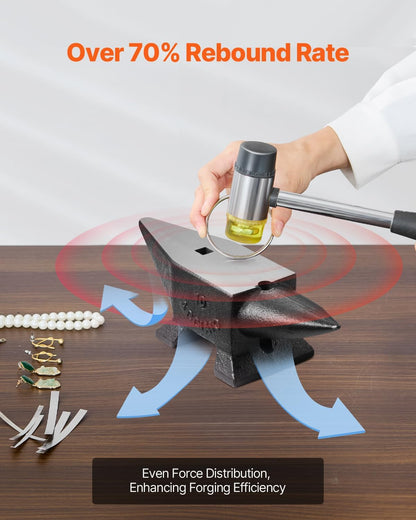 VEVOR Cast Steel Anvil, 22 Lbs(10kg) Double-Horn Anvil with Large Countertop and Stable Base, High Hardness Rugged Round Horn Anvil Blacksmith, for Bending, Shaping (Top has a little rust)