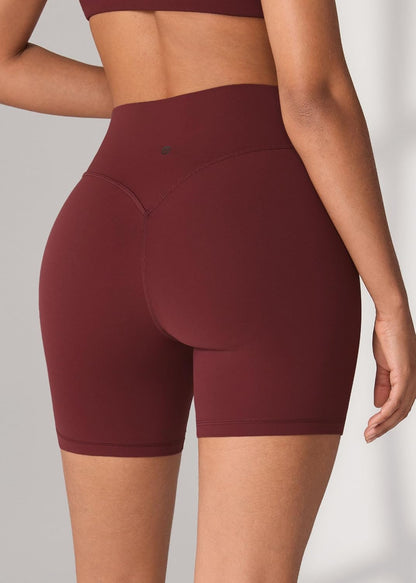 Hugcurve No Front Seam High Waisted Workout Biker Shorts for Women 6 Inches Tummy Control Buttery Soft Yoga Pants Gym