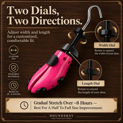 HOUNDSBAY Plastic & Wooden Shoe Stretchers - Adjustable Shoe Widener Expander for Men and Women (Does not include shoe horn)