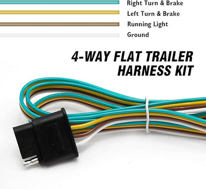 25ft Trailer Light Wiring Harness Kit, 21FT Male Plug  4FT Female Plug for Trailer Light with 4 Pin Flat Extension Connector 5 Wire Harness for Utility Boat Lights Kits