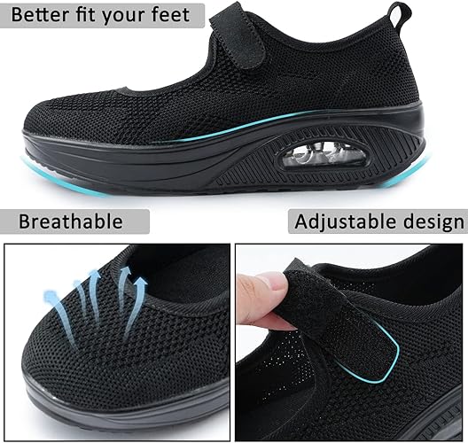 Women's Comfortable Working Nurse Shoes Non-Slip Adjustable Breathable Walking Buffer Fitness Casual Nursing Orthotic Lightweight Shoes Arthritis, Diabetes Heel Pain