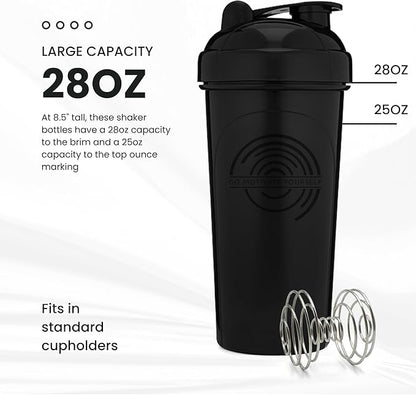 [2 Pack] 28-Ounce Shaker Bottle (Gold, Silver) | Protein Shaker Cup 2-Pack with Agitators | Protein Shaker Bottle Set is BPA Free and Dishwasher Safe