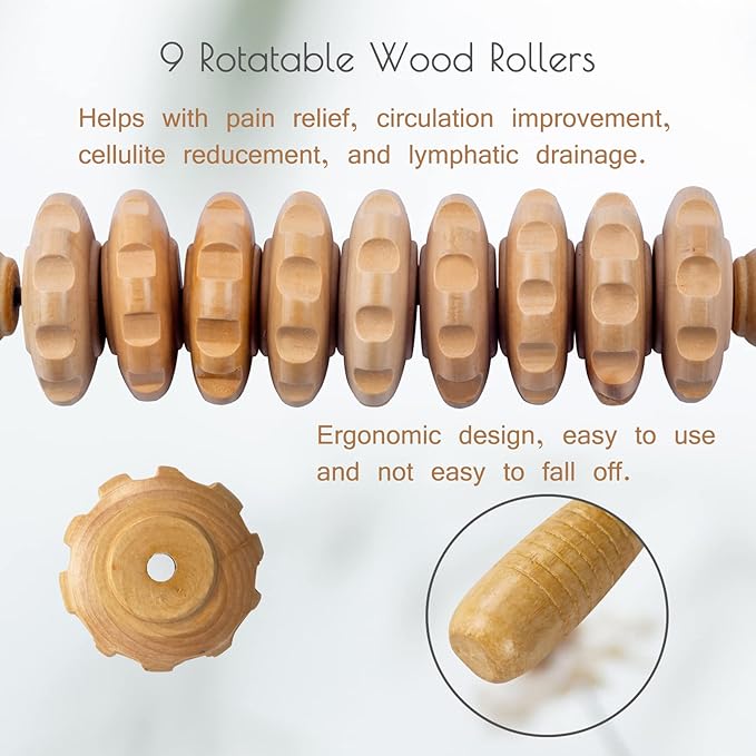 Wooden massage roller Wooden therapy massage tools for body shaping, Anti-cellulite wooden roller masssager, Fascia wood massage roller, Roller
