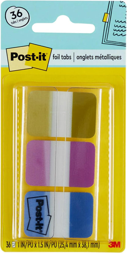 Post-it Foil Tabs, Iridescent Colors, 36 TabsPack, 1 in x 1.5 in (686-FLOPBT)