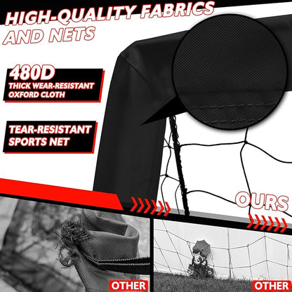 KUNUP 5×3 6x4 9x5 FT Portable Kids Soccer Goal for Backyard, Foldable Soccer Practice Net with Carrying Bag for Toddler Youth Adult Pop Up Soccer Training Equipment Indoor and Outdoor Sports Game