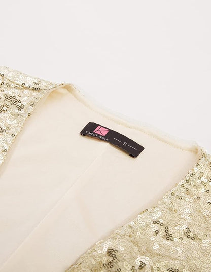 KANCY KOLE Women Sequin Cardigan Long Sleeve Open Front Jacket Blazers for Holiday Christmas