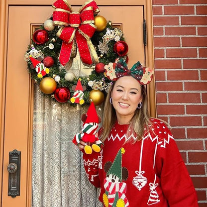 Trnerm Christmas Mouse Ears Headband for Women - Red Bows Headband