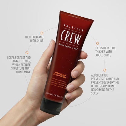 This moisture-rich hair gel from American Crew provides a defined, frizz-free look with high hold and shine. Perfect for taming and styling your hair.