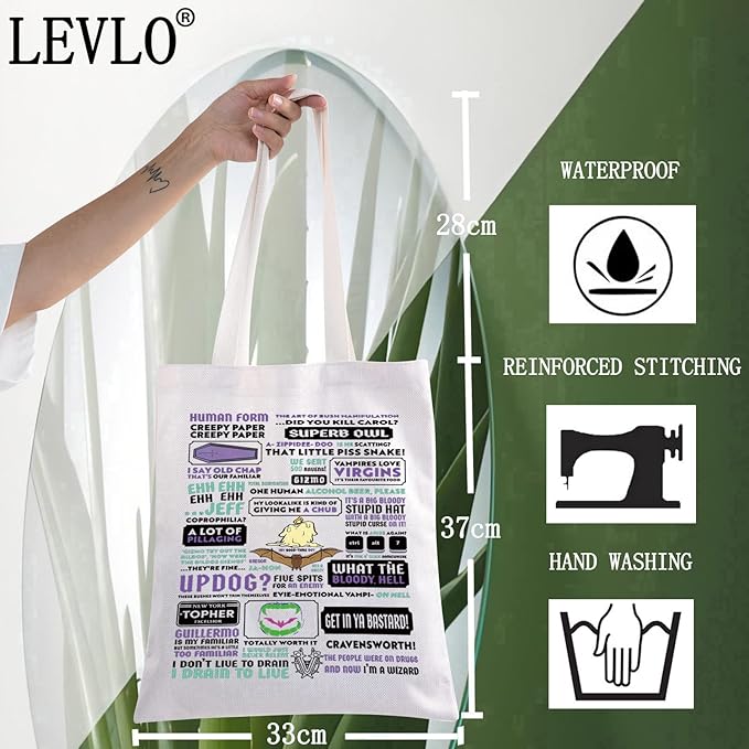 LEVLO WWD Shadows Quote Canvas Tote Bag Fahim Fazli And Emily Fans Gift TV Show Vampire Theme Shoulder Bag For Family Friend