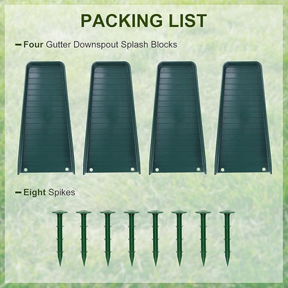 4 Pack Gutter Downspout Extensions,Rain Gutter Downspout Splash Block,Downspout Diverter,Down Spout Drain Extension,Gutter Splash Prevention Device for Cement Floor Lawn Ground (Green)