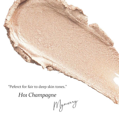 Dewy Highlighter Makeup 15g0.53fl.Oz, Highlighter Makeup Stick for Face and Body, Radiant  Shimmer Glow, Buildable Color for All Day  Vegan  Cruelty-Free  Champagne Beige Gold