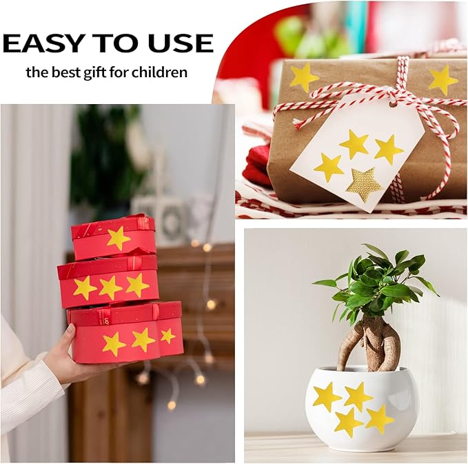 1080 Gold Star Stickers - Foil Star Stickers for Youngsters, DIY & Office Decoration, Student Planner & Classroom Teacher Supplies