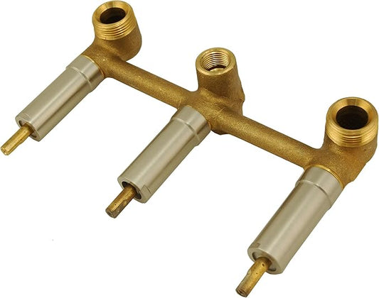 3-Handle Tub  Shower Rough-In Valve,CompatibleReplacement for Delta Series 2600, Made By Plumb USA, Rough Brass and Brushed Nickel Finishes