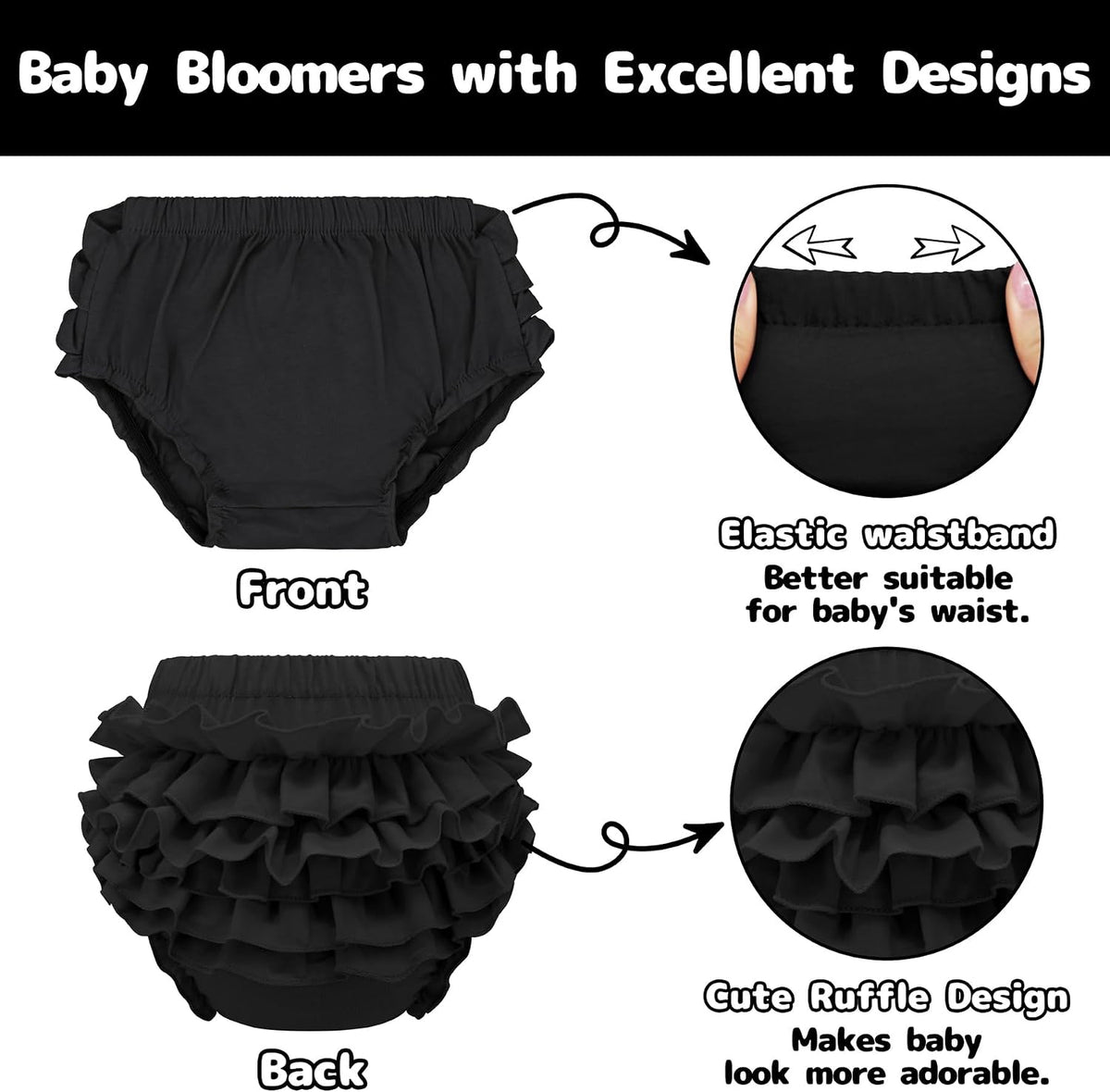 Baby Bloomers Diaper Covers for Girls Ruffle Bloomers for Toddler Girls Diaper Cover Baby Girl Shorts Infant Underwear