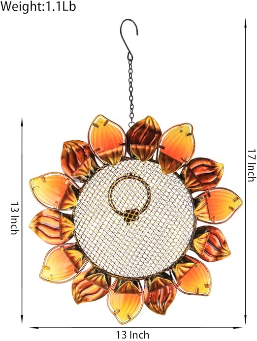 MUMTOP Wild Bird Feeders 14" Metal Sunflower Outdoor Bird Breeders Can Hang in Patio Garden Trees with Hook