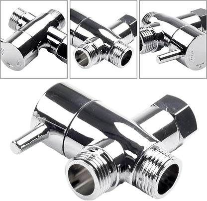 Bidet T Valve, 3 Way T-adapter Bath 12 Shower Head Mount Valve Diverter ABS Converter For Hand Shower And Fixed Shower Head, Replacement Component Adapter
