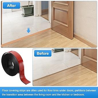 HARFINGTON Floor Transition Strip 2" 16.5ft Self-Adhesive Laminate Floor Strip Divider Floor Cover Strips PVC Edging Trim for Uneven Floors Carpet Tiles Gaps, Black
