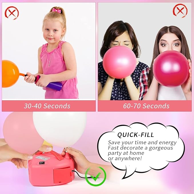 Balloon Pump,Portable Dual Nozzle 110V 600W Electric Balloon Blower Air Pump Balloons Inflator for Balloon Decoration,Balloon Arch, Balloon Column Stand, Party
