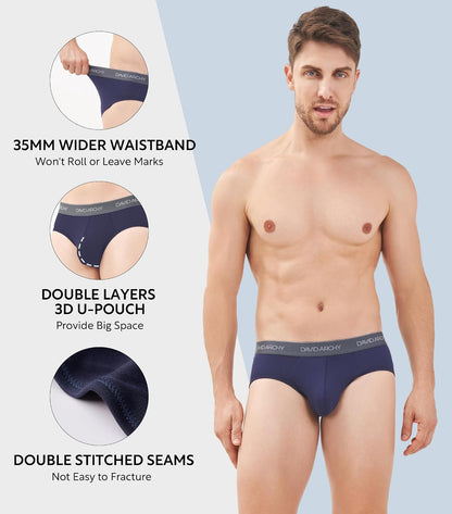 DAVID ARCHY Men's Underwear Briefs Rayon Made from Bamboo Wicking-Moisture Support Pouch Soft Underwear for Men 4 or 7 Pack.