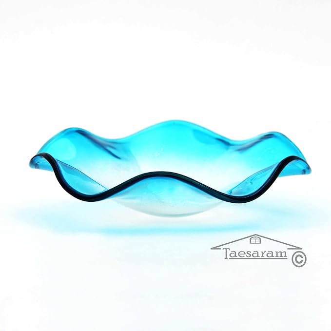 Wavy Wax Warmer Replacement Dish Vibe Color Wax Warmer Plate Scentsy Replacement Dish Glass Bowl Scentsy Warmer Tray Oil Burner Melter Scent Tart Essential Aroma(Light Blue, 3.5 inch)