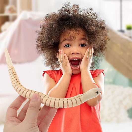 Ciieeo Wooden Snake Toy 8Pcs Halloween Wooden Snakes Lifelike Wooden Wiggly Snakes Jointed Flexible Wood Snake Animal Model Realistic Snake Halloween Tricky Creepy Prank Props Rain Forest Snakes