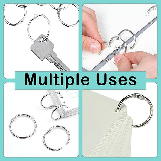 Loose Leaf Binder Rings 1 12 Inch, Metal Book Rings for Index Cards 100 Pack, Heavy Duty Nickel Plated Great for Flashcards, Home, School and Office