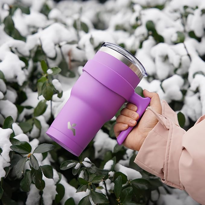 30 oz Tumbler with Handle and 2 Straw 2 Lid, Insulated Water Bottle Stainless Steel Vacuum Cup Reusable Travel Mug,Army Green