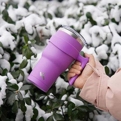 30 oz Tumbler with Handle and 2 Straw 2 Lid, Insulated Water Bottle Stainless Steel Vacuum Cup Reusable Travel Mug,Army Green