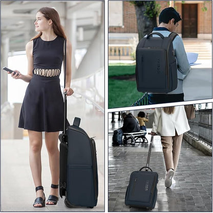 Rolling Backpack Waterproof Commuter Backpack with Wheels for Business, Laptop Compartment for 17.3-Inch Laptop, Wheeled Carry-On Bag for Adults - deep blue