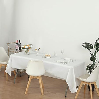 Evershine (4-Pack Heavy Duty Plastic Table Covers Tablecloth (Reusable) (Rectangle 54" x 108", White)