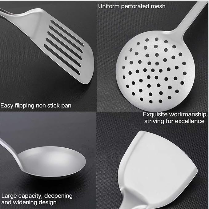 100% Pure Titanium Spatula Cookware Kitchen Essentials Cooking Utensils Set Kitchen Accessories Cookware Kitchen Essentials Cooking Utensils Set Kitchen Accessories(A)