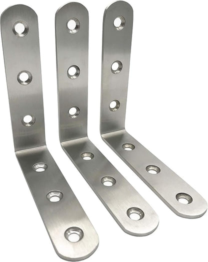 Right Angle Bracket, 90x90mm(3.5Aux3.5Au) Heavy Duty Adjustable Shelf, Stainless Steel L Corner Brace Joint Strong Loading Capacity, 3PCS