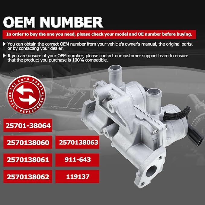 1ST Secondary Air Injection Check Valve 911-643 Compatible with Toyota Lexus LX570 Land Cruiser Sequoia Tundra V8 5.7L - 2008-2019, Replaces OE: 25701-38064