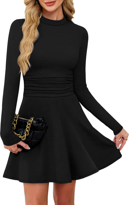 OFEEFAN Long Sleeve Dress Fall Homecoming Formal Party Club Mini Dresses Date Outfits.