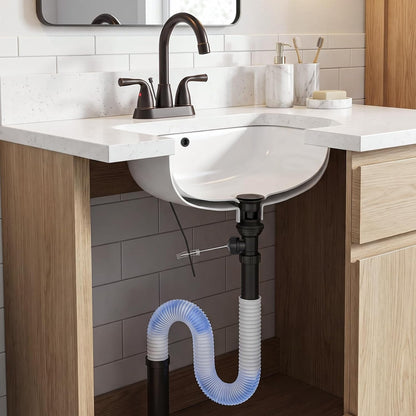 ARCORA Sink Drain with Overflow, Bathroom Sink Stopper with Lift Rod, Matte Black Drain for Vessel Sink