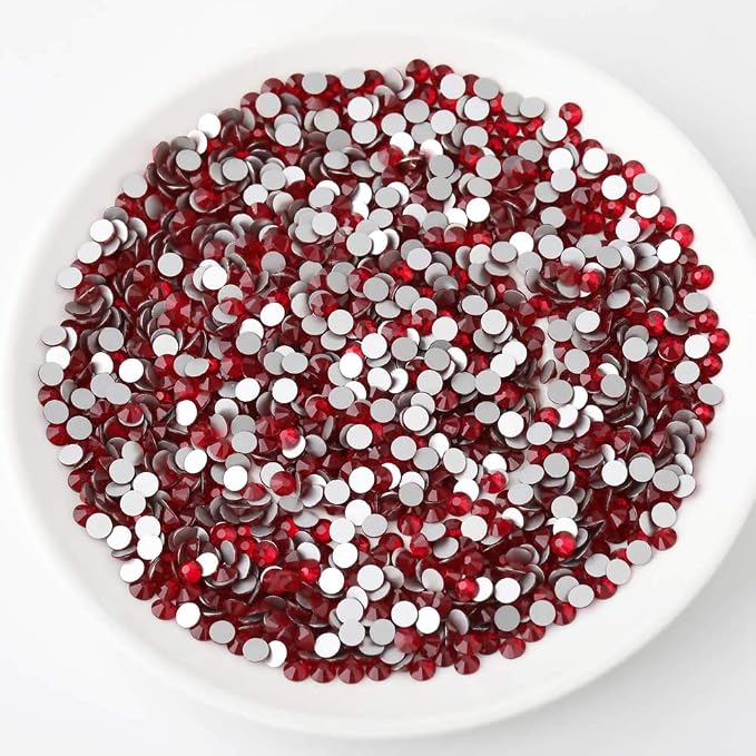 beadsland 1440 Piece Flat Back Crystal Rhinestones Round Gems,1.3mm-6.5mm,Dark Siam (SS20(4.6-4.8mm)( Open Box )