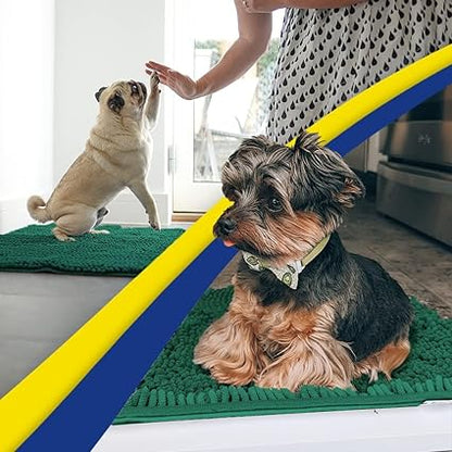 Muddy Mat Shown on TV  Super Absorbent Microfiber Dog Door Mat for Muddy Paws, Non-Slip Washable Pet Rug, Quick Dry Chenille Entryway Carpet, Machine Washable Indoor Outdoor mat, Dark Green 60"x48"