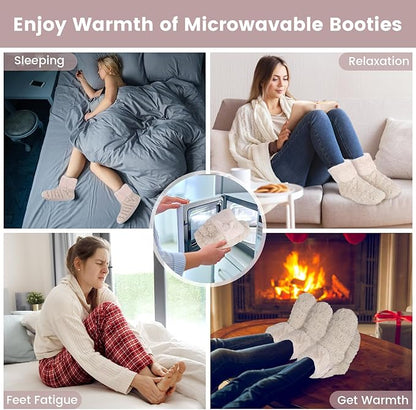 Microwavable Booties for Soothing Aching Feet, Foot Warmer for Bed, Microwave Heating Pad for Cold Day, Warmers Boots for Men & Women, Reduce Fatigue, L