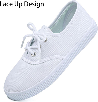 Boy's Girl's Kids White Canvas Shoes for Kids Slip-On Lightweight Sneakers Casual Skin-Friendly Walking Running Shoes(Toddler/Little Kids/Big Kids)