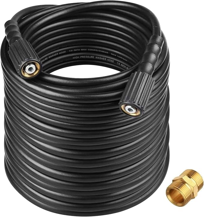 TOOLCY Pressure Washer Hose with Extension Coupler, 50 ft 14" Kink Resistant Power Washer Hose M22 Replacement for Ryobi, Troy Bilt, Greenworks, Craftsman High PressureWashers, 3300 PSI