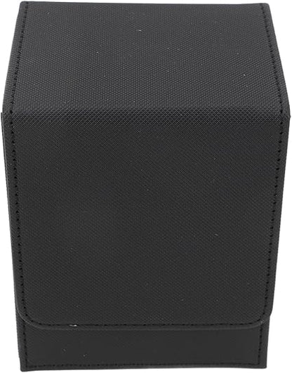 Card Deck Box PU Leather Multifunctional Portable Magnetic Closure Card Storage Box for More Than 100 Cards (Black and Grey)