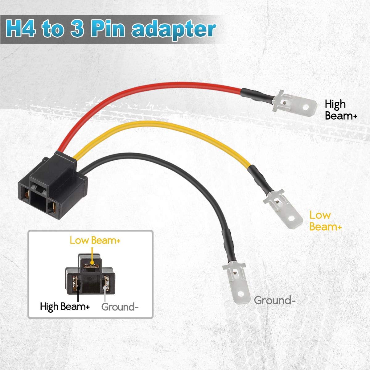 Partsam H4 9003 HB2 Wire Wiring Harness Sockets for 4"x6" 7"x6" 5"x7" inch Sealed Beam Car Truck Headlights Pickup Heavy Duty Headlamp (1PCS)