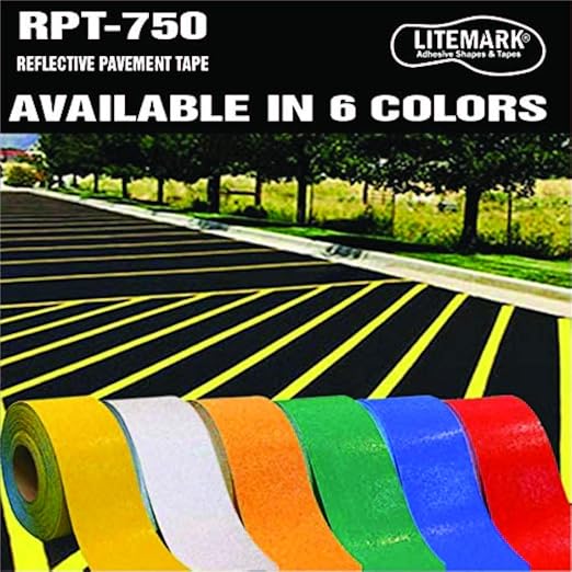 DuraMark RPT-750 Pavement Marking Tape - Reflective Slip Resistant Durable Outdoor Heavy Duty Rubber Base Tape, Bast Certified (Yellow, 2 Inch x 36 Feet)