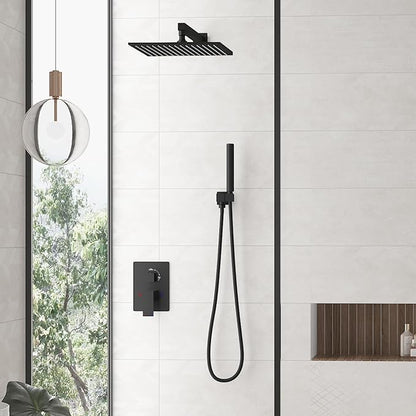 Hoimpro 12 Inch Square Rain Shower Head, Large Waterfall Rainfall Showerhead, High Pressure Stainless Steel Rainfall Rainhead, 116 Ultra-Thin Water Saving Design with Silicone Nozzle, Matte Black